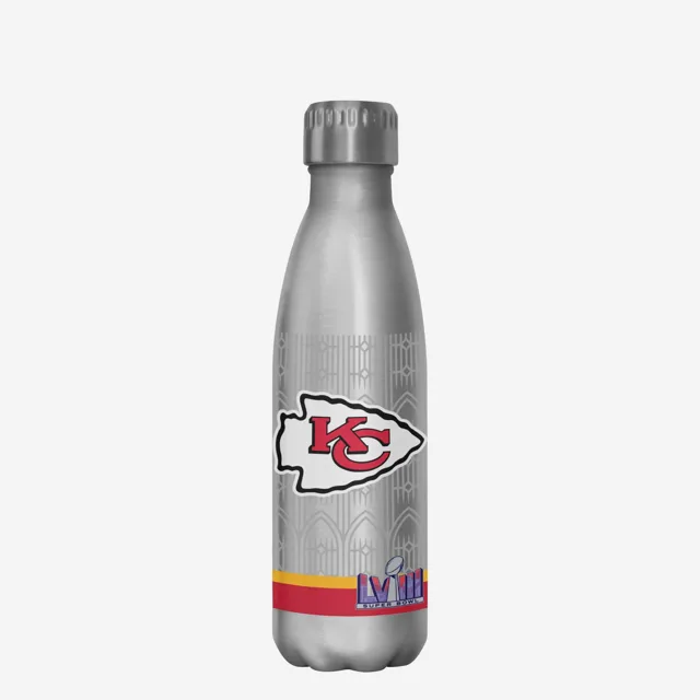 Kansas City Chiefs Super Bowl LVIII Champions Argent Bouteille en acier inoxydable de 17 oz