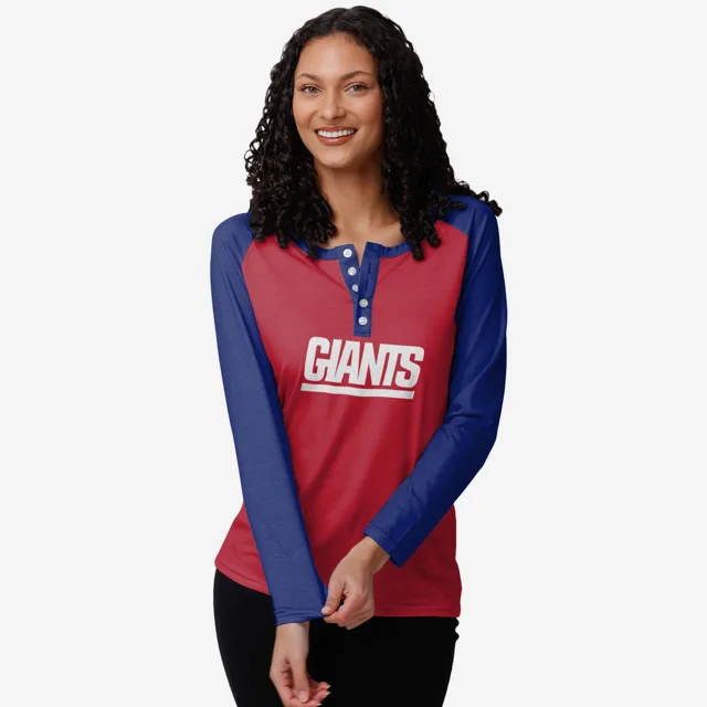 New York Giants Henley à manches longues Big Wordmark pour femme
