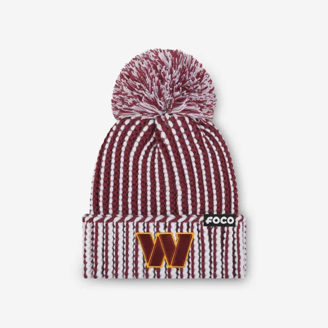 Washington Commanders Bonnet à pompon en tricot vertical avec logo principal