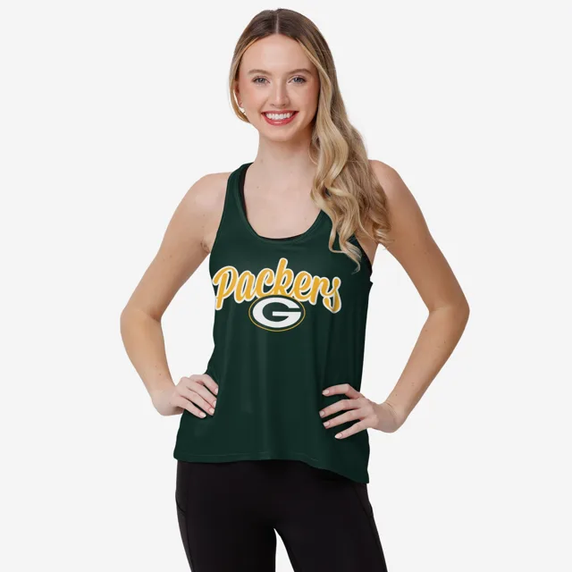 Green Bay Packers Haut sans manches à rayures Wordmark Team pour femmes