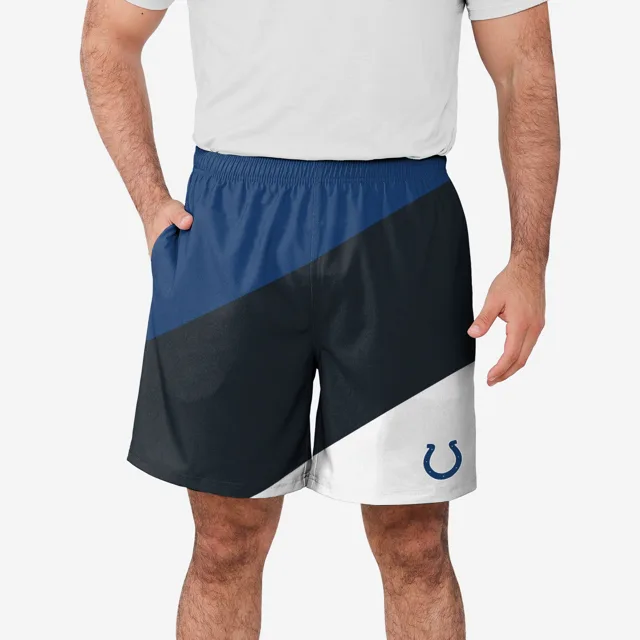 Indianapolis Colts Short d'entraînement à double doublure en duvet color block