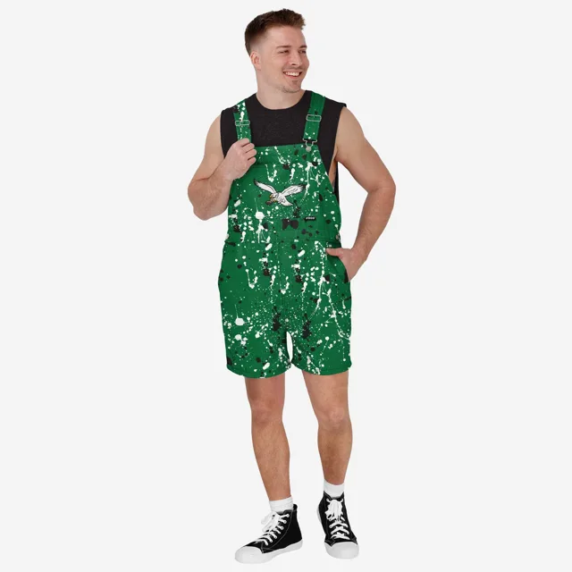 Philadelphia Eagles Short à bretelles Kelly Green Paint Splatter pour hommes