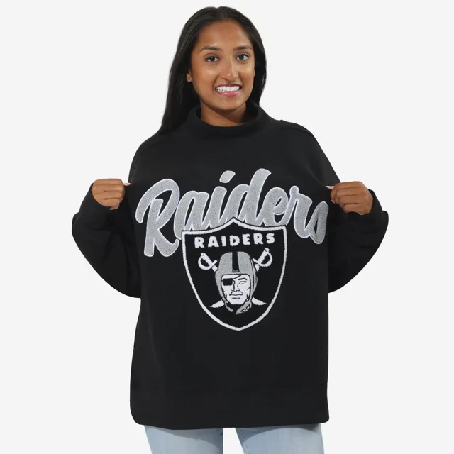 Las Vegas Raiders Sweat-shirt surdimensionné à col montant en chenille pour femme