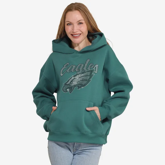 Philadelphia Eagles Sweat à capuche surdimensionné avec logo strass pour femme