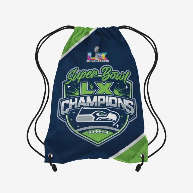Seattle Seahawks Super Bowl LX Champions Team Color Sac à dos avec cordon de serrage