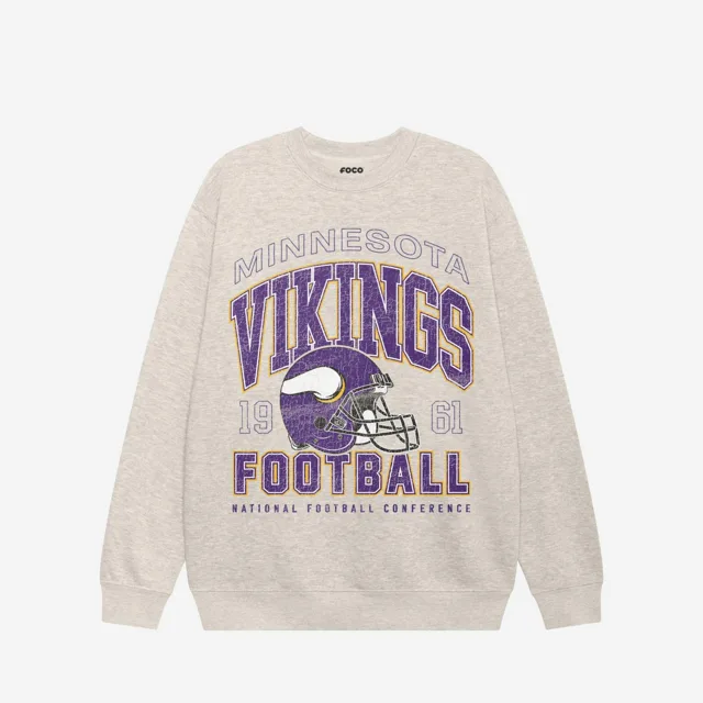 Sweat-shirt universitaire à col rond Minnesota Vikings