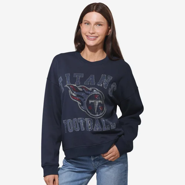 Tennessee Titans Sweat-shirt surdimensionné à col rond avec logo strass pour femme