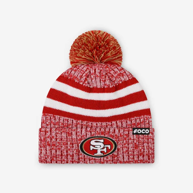 San Francisco 49ers Bonnet à pompon doublé à rayures Heather Team