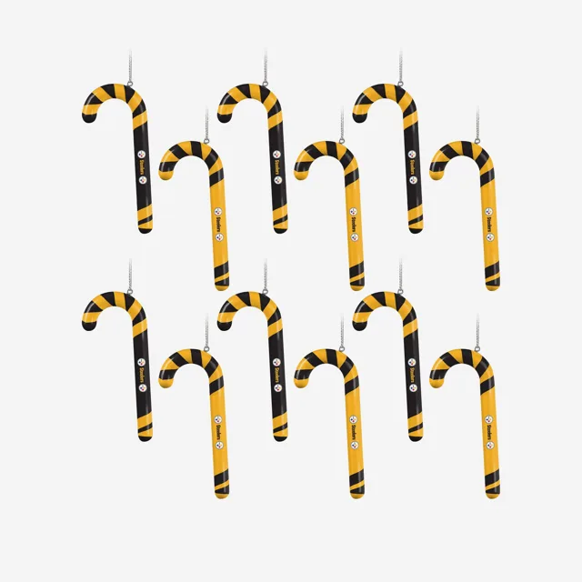 Pittsburgh Steelers Lot de 12 décorations en forme de canne en bonbon