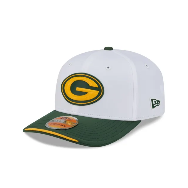 Green Bay Packers 2026 Sideline Blanc 9SEVENTY Chapeau extensible à bouton-pression