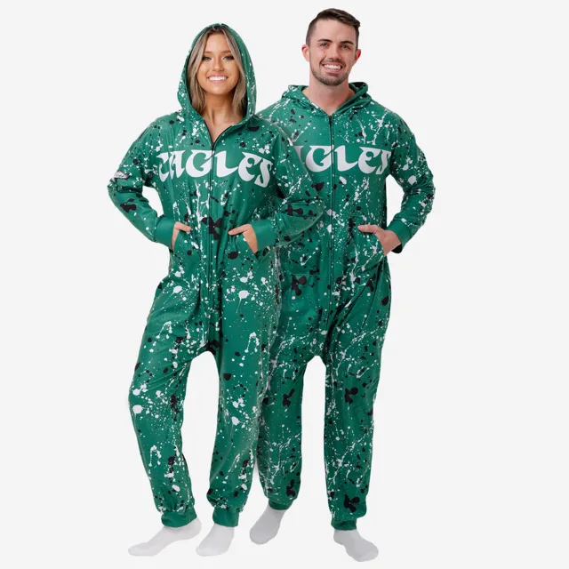 Philadelphia Eagles Pyjama une pièce avec éclaboussures de peinture verte Kelly
