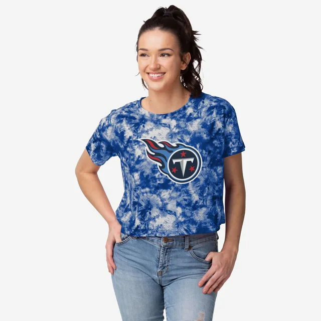 Tennessee Titans Haut court à grand logo tie-dye pour femme