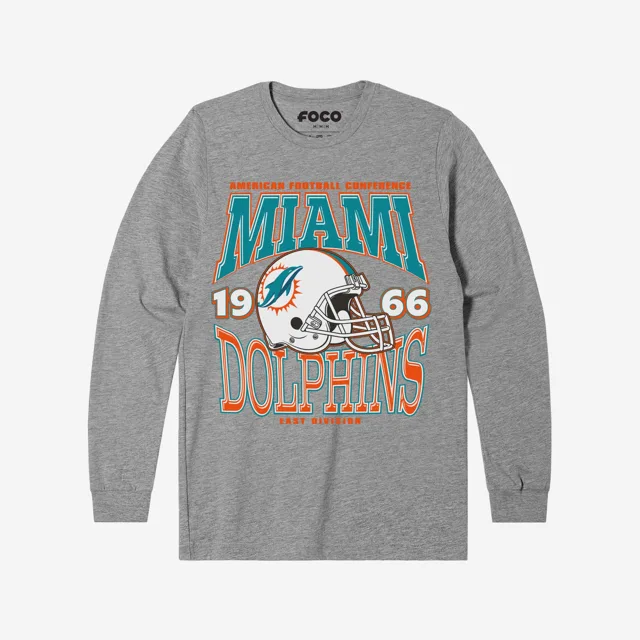 Miami Dolphins T-shirt à manches longues avec casque d'équipe classique