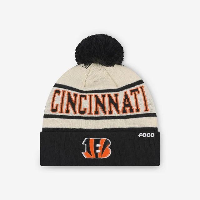 Bonnet à pompon avec logo principal à rayures Heritage Cincinnati Bengals