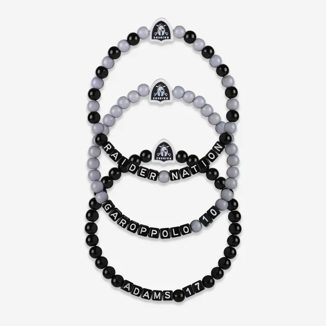 Jimmy Garoppolo & Davante Adams Las Vegas Raiders Lot de 3 bracelets d'amitié en perles pour joueurs