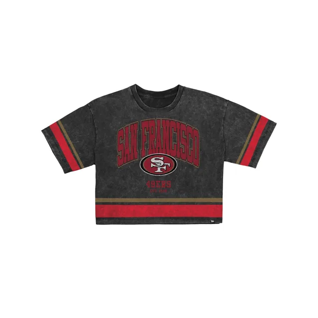San Francisco 49ers T-shirt court à rayures vintage pour femme
