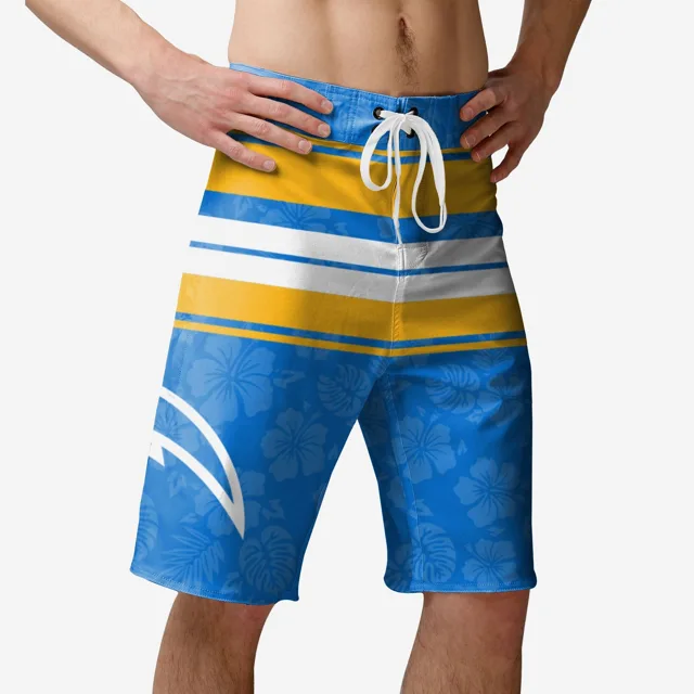 Los Angeles Chargers Short de bain à rayures Hibiscus Boardwalk
