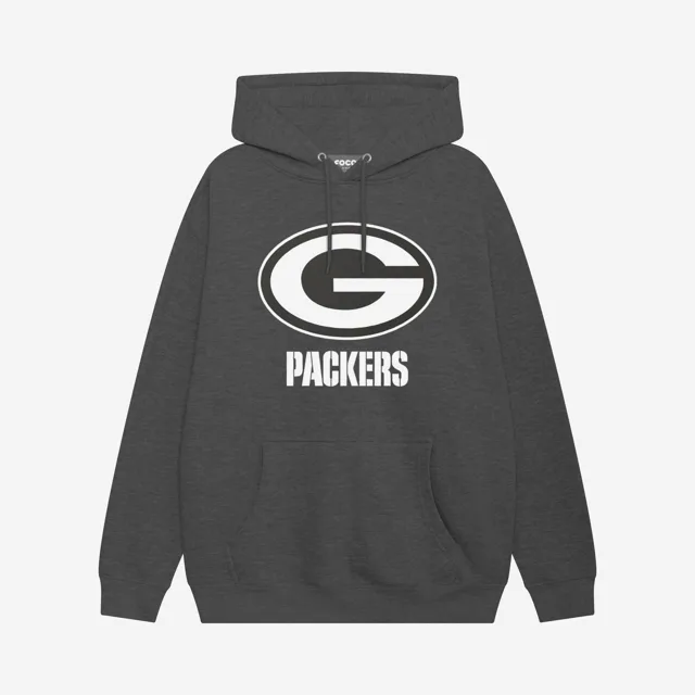 Green Bay Packers Sweat à capuche avec logo principal noir et blanc