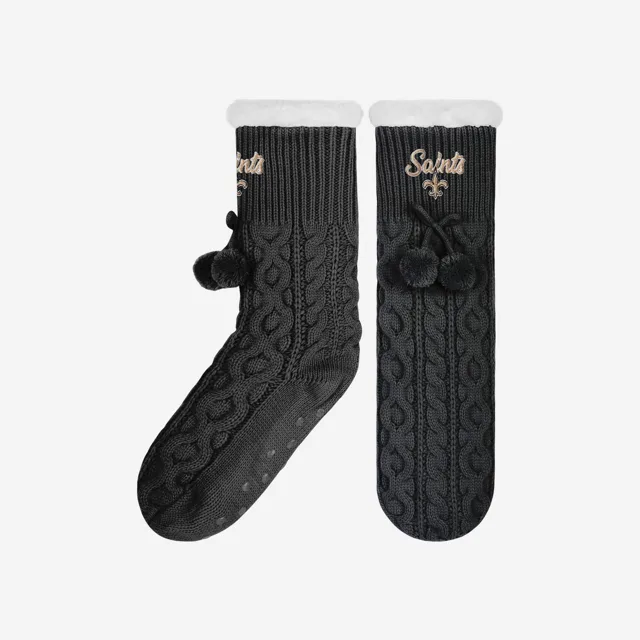 New Orleans Saints Chaussettes pantoufles en tricot torsadé pour femmes