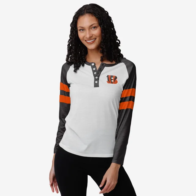 Cincinnati Bengals Henley à manches longues avec grand logo pour femme