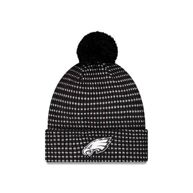 Philadelphia Eagles 2026 Sideline Bonnet en tricot à pompon noir pour temps froid