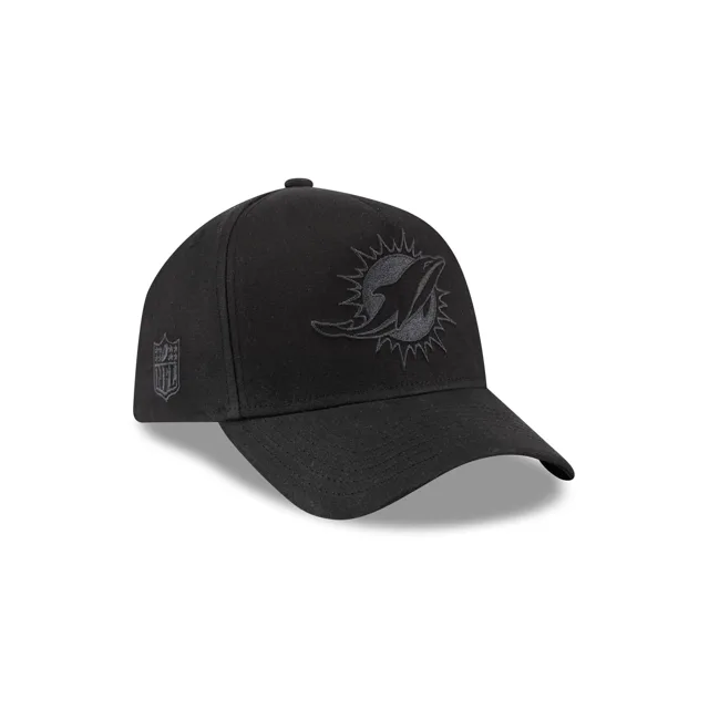 Miami Dolphins Chapeau ajusté en toile cirée noire 59FORTY A-Frame