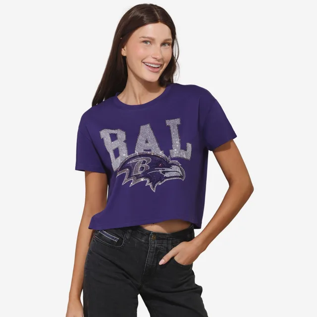 Baltimore Ravens Haut court avec logo strass pour femme