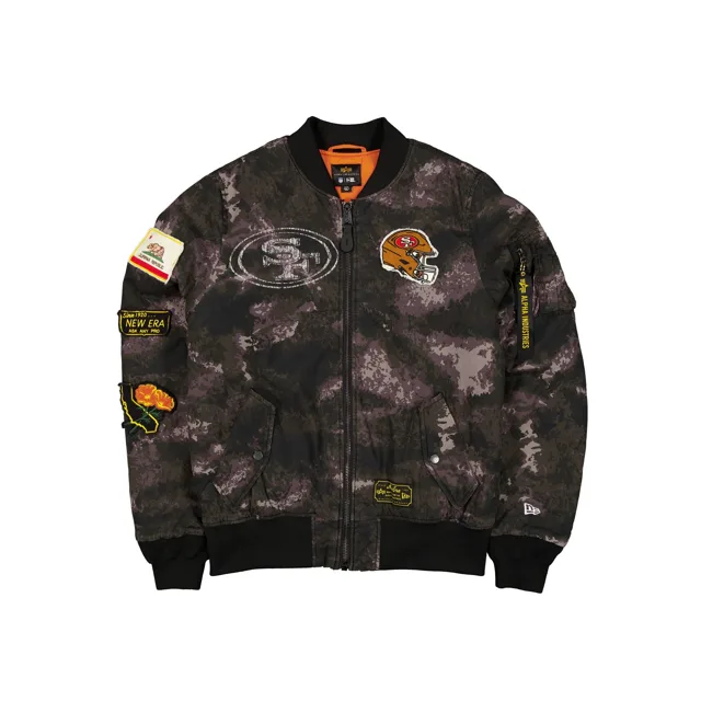 Alpha Industries x San Francisco 49ers Blouson aviateur camouflage noir MA-1