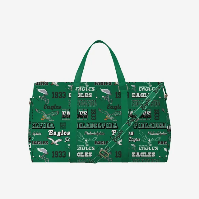 Philadelphia Eagles Sac de sport de week-end en nylon imprimé rétro à répétition rétro