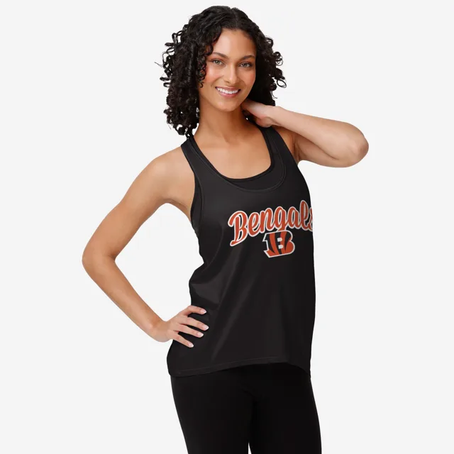 Cincinnati Bengals Haut sans manches à rayures Wordmark Team pour femmes