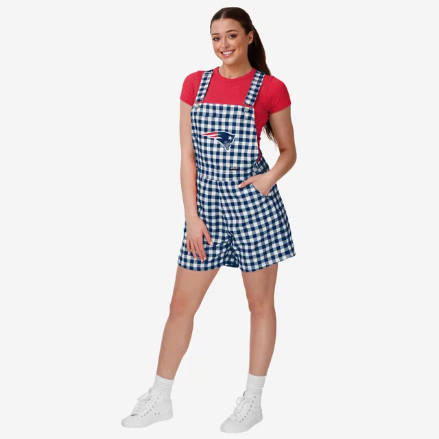 New England Patriots Salopette à bretelles à carreaux vichy pour femme