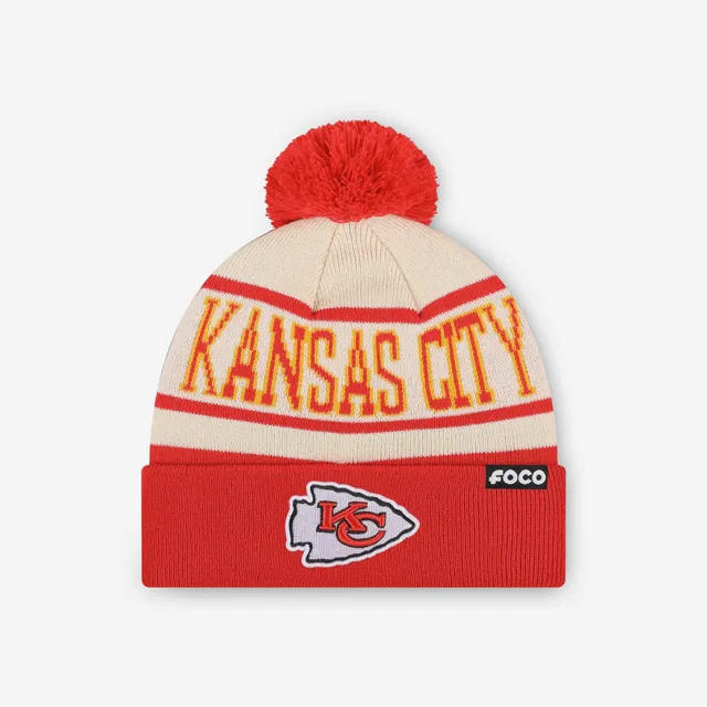 Bonnet à pompon avec logo principal à rayures Heritage Kansas City Chiefs