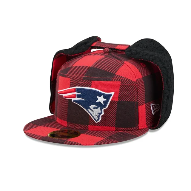 New England Patriots Chapeau ajusté à panneau fendu avec oreilles de chien 59FIFTY