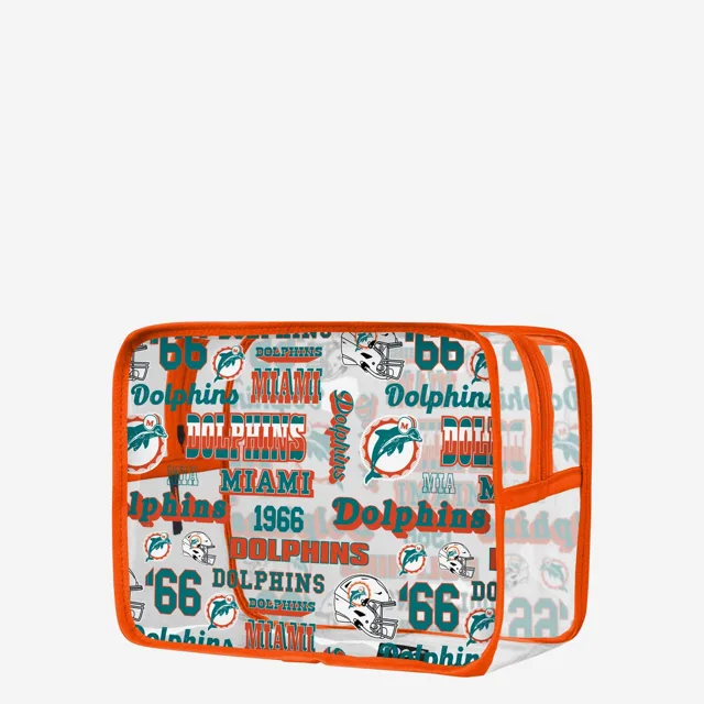 Miami Dolphins Répéter Trousse à maquillage transparente à imprimé rétro