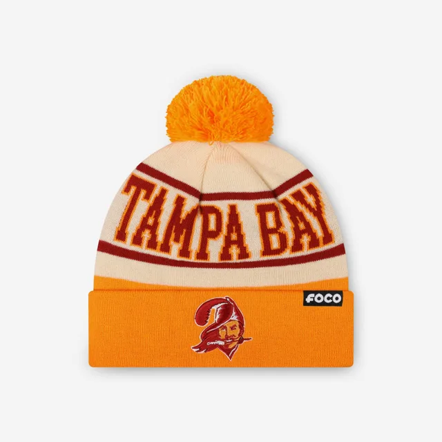 Bonnet à pompon avec logo rétro à rayures Heritage Tampa Bay Buccaneers