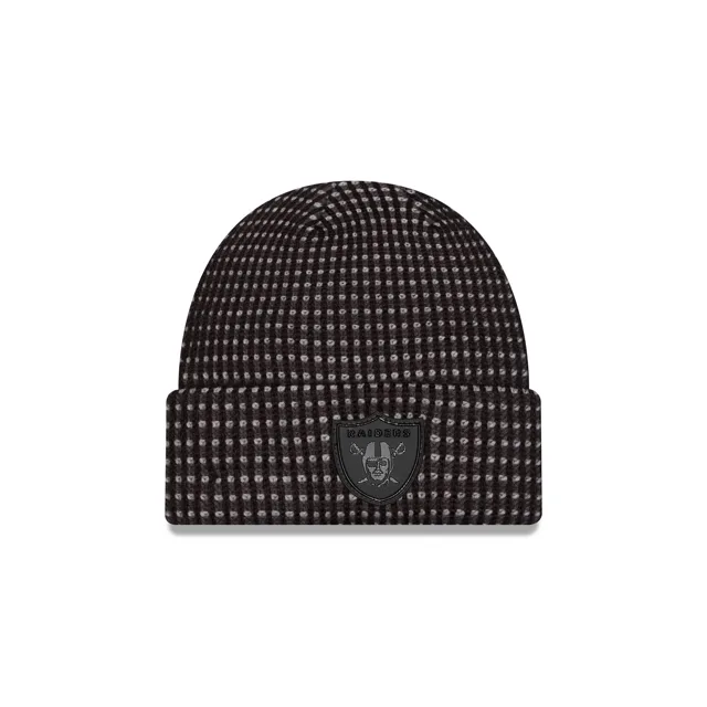 Las Vegas Raiders 2026 Sideline Bonnet en tricot noir à revers pour temps froid