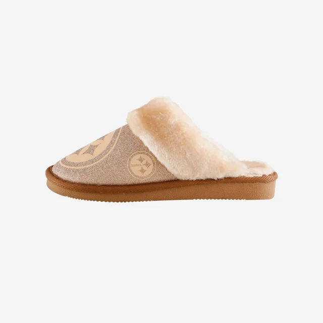 Pittsburgh Steelers Pantoufles mocassins en fourrure à paillettes pour femmes