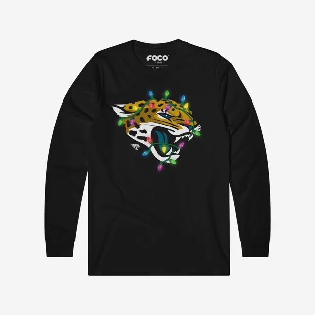 Jacksonville Jaguars T-shirt à manches longues avec logo principal Holiday Lights