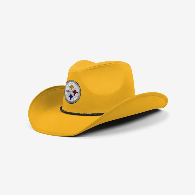 Chapeau de cowboy avec logo strass couleur équipe Pittsburgh Steelers