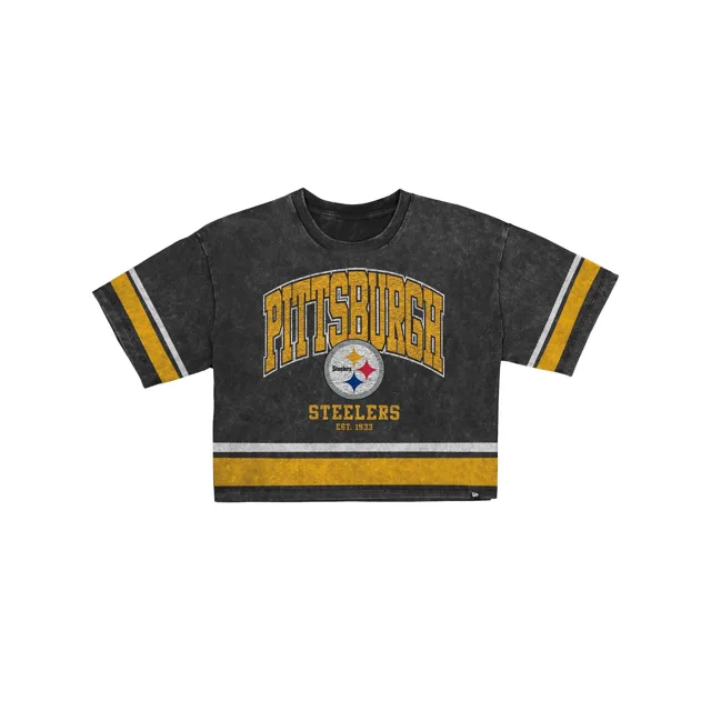 Pittsburgh Steelers T-shirt court à rayures vintage pour femme