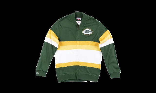 Pull zippé à rayures frontales NFL "Green Bay Packers - Hunter Green" SWTRAJ18024 GBPHNGN