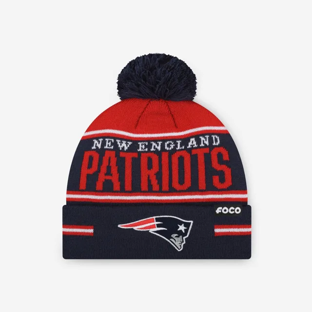 New England Patriots Bonnet à pompon à rayures et gros mot