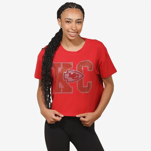 Kansas City Chiefs Haut court avec logo strass pour femme