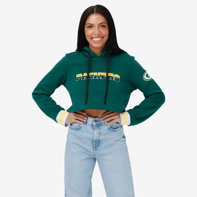 Green Bay Packers Sweat à capuche court en chenille pour femme