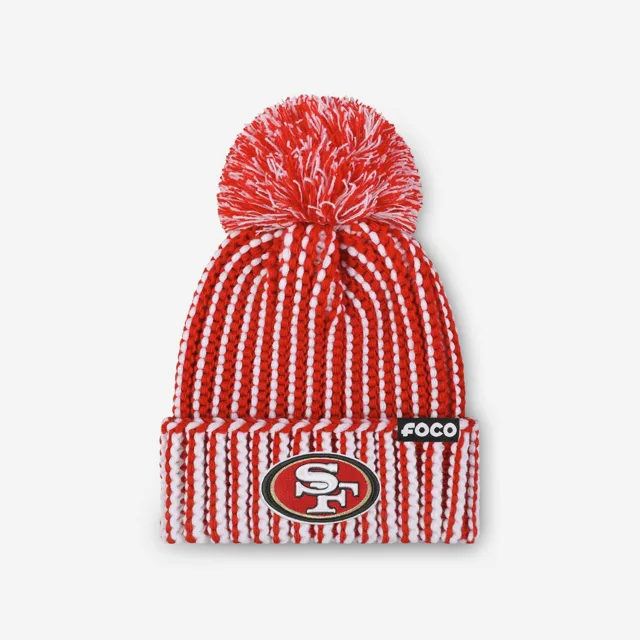 San Francisco 49ers Bonnet à pompon en tricot vertical avec logo principal