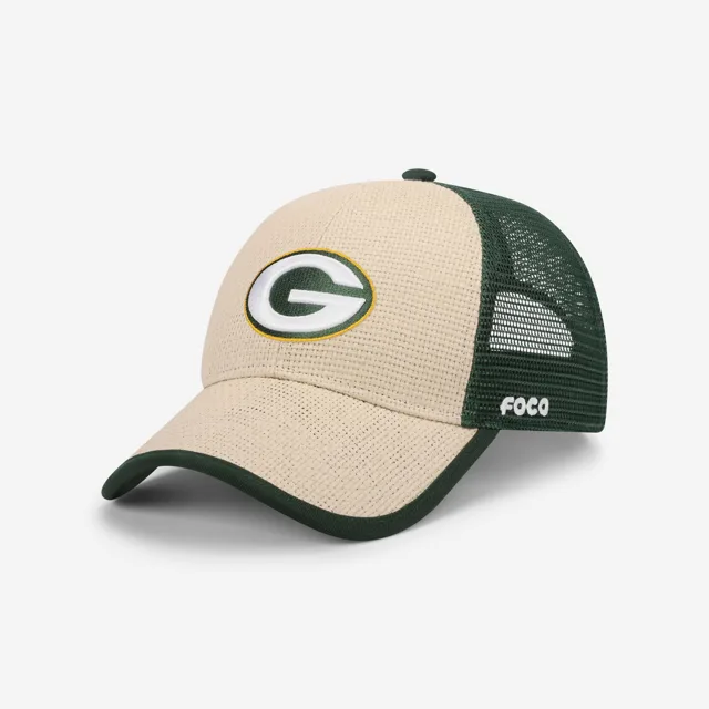 Green Bay Packers Casquette de camionneur décontractée en paille