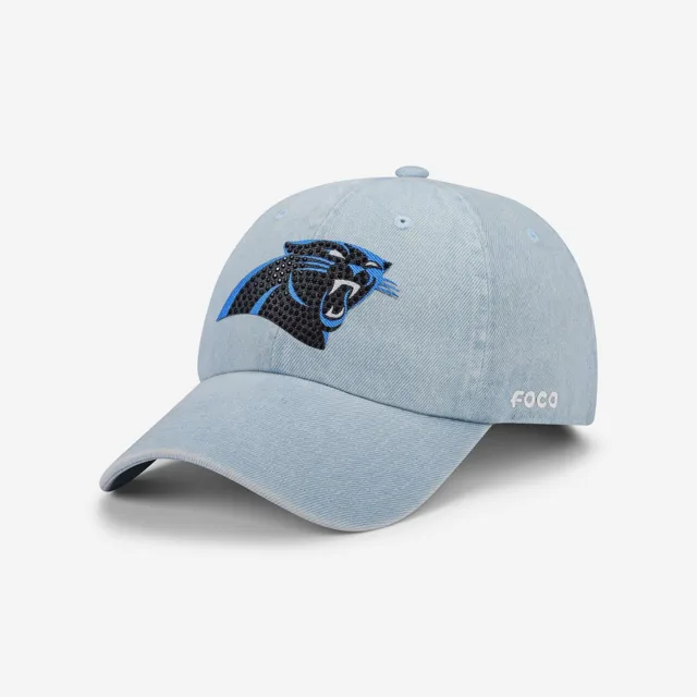 Carolina Panthers Casquette décontractée en denim avec logo strass
