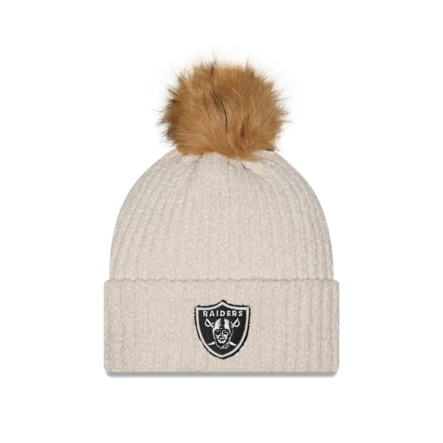 Las Vegas Raiders Bonnet en tricot à pompon en lin Sandy pour femme