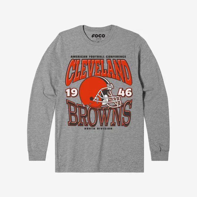 Cleveland Browns T-shirt à manches longues avec casque d'équipe classique