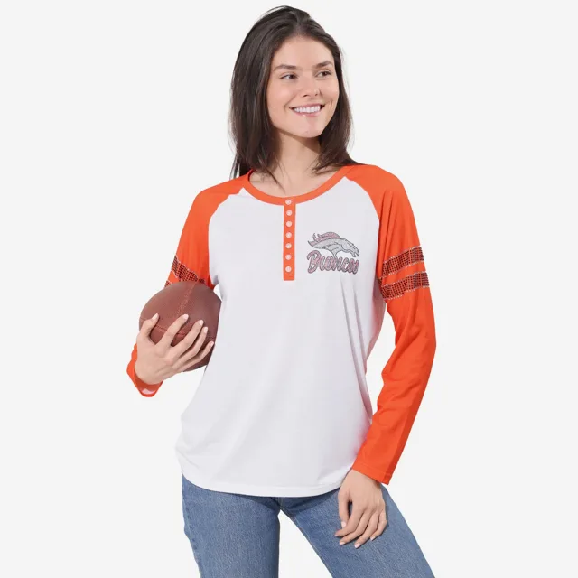 Denver Broncos Henley à manches longues avec strass